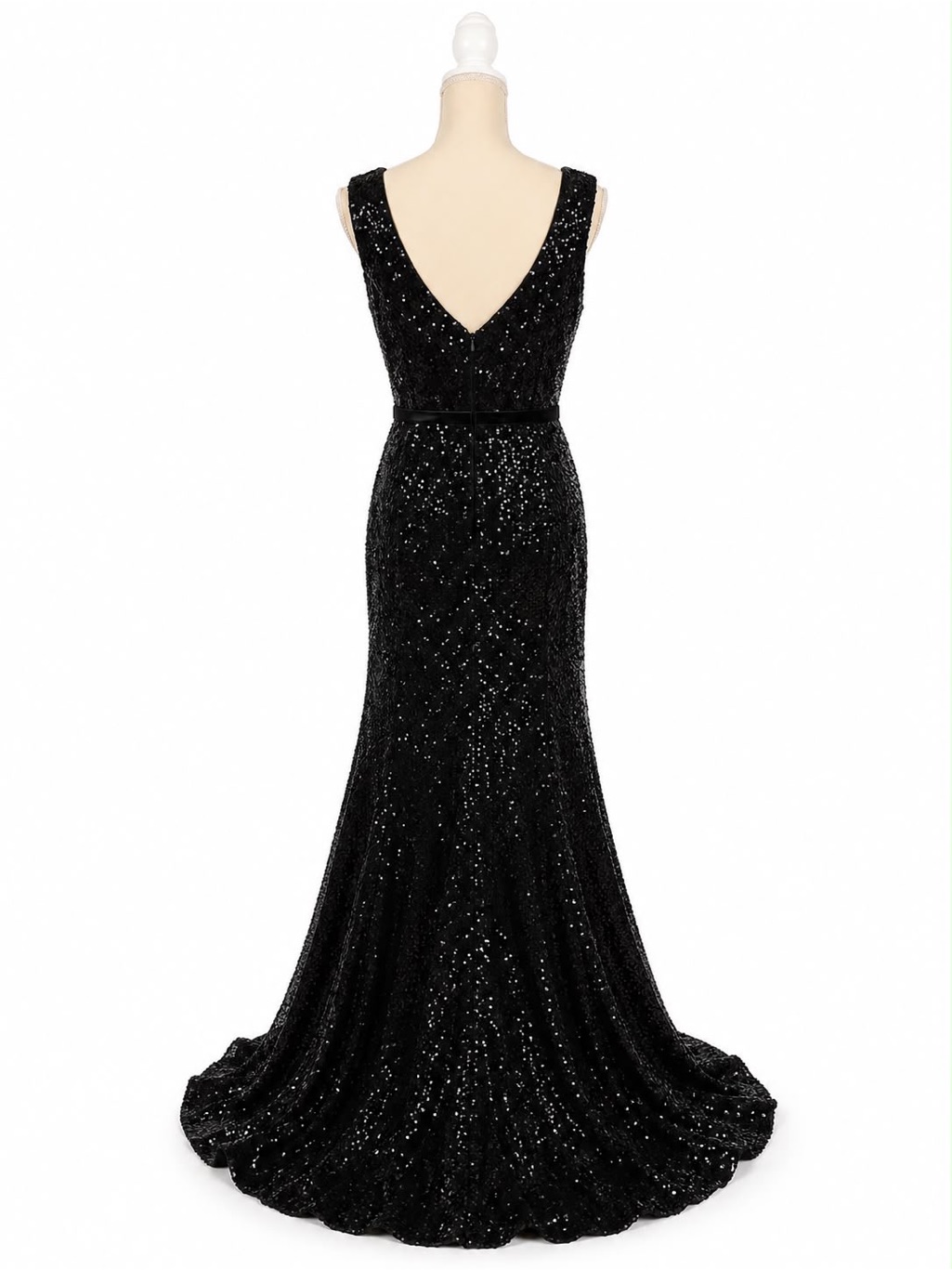 Black Sequin Scoop Neck Maxi Dress - Elegant Evening Gown
